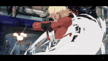 a video game character is fighting in front of a store that says captain