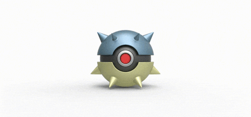 a 3d model of a ball with spikes and a blue top