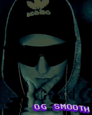 a person wearing a hoodie and sunglasses with the words og smooth below