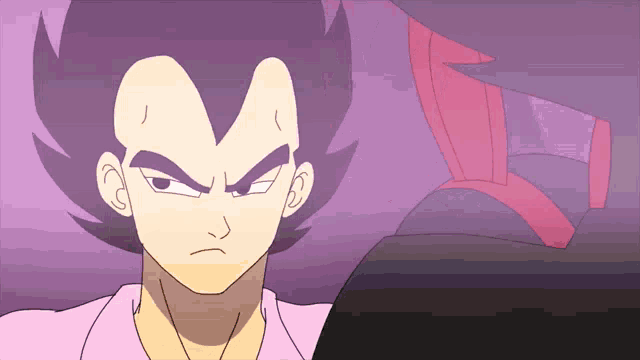 a cartoon of a man with a purple haircut