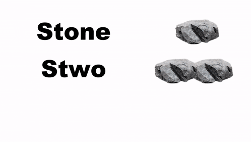 a man giving a thumbs up next to three rocks with the words stone stwo sree