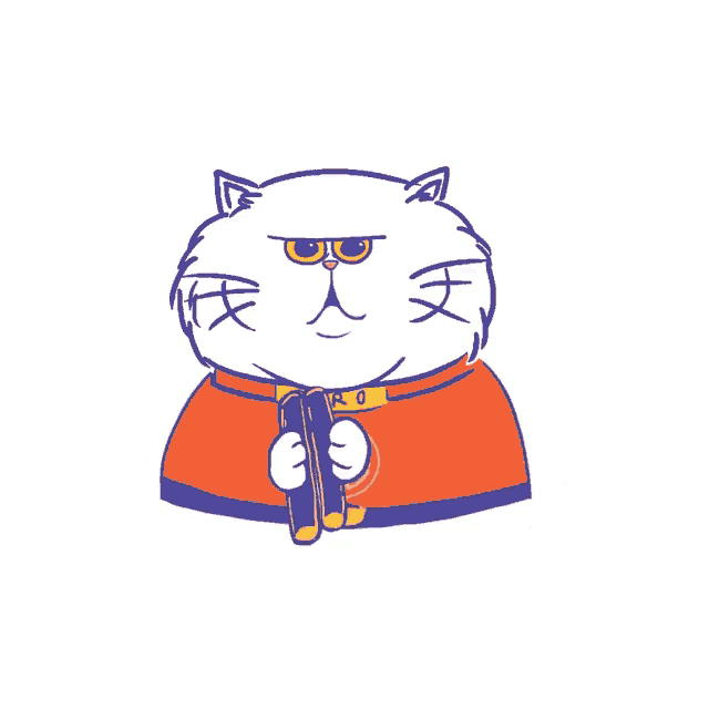 a cartoon cat is holding a scroll that says tao