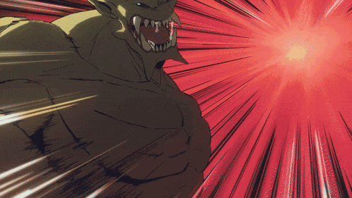 a cartoon drawing of a monster with sharp teeth