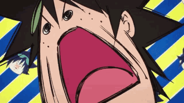 a cartoon drawing of a person with their mouth open