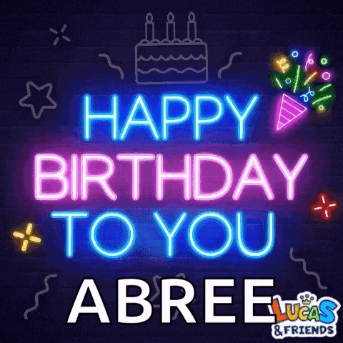 neon sign that says happy birthday to you abree