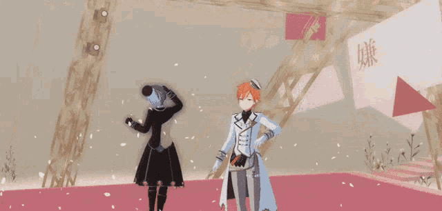 a boy with orange hair and a white hat