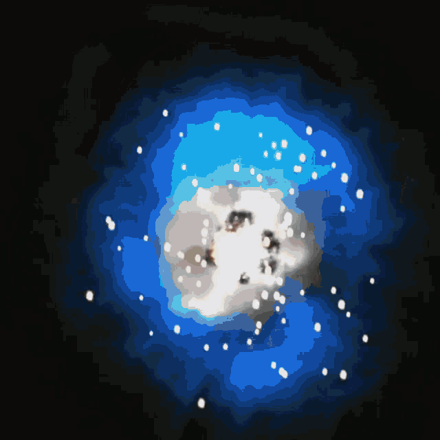 a drawing of a blue galaxy with white stars