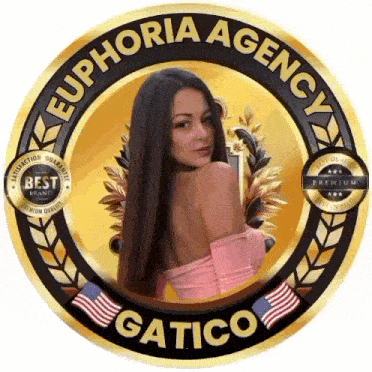 a logo for euphoria agency gatico with a woman in the middle