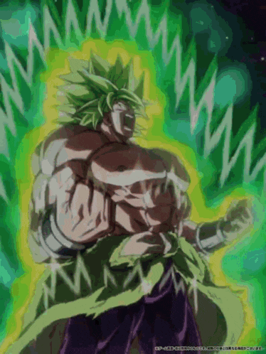 a drawing of a man with green hair and a green background