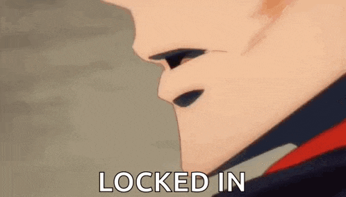 a close up of a person 's face with the words `` locked in '' written in the corner .