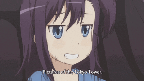 a picture of a girl with the words pictures of the tokyo tower below it