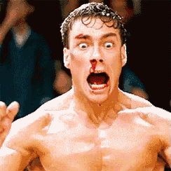 a man with blood coming out of his nose and mouth
