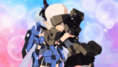 a couple of anime characters with one having a x on her chest