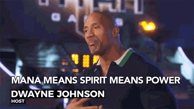 a man with the words mana means spirit means power