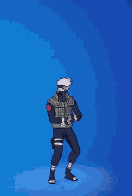 a blue background with a cartoon character on it