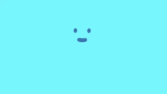 a blue cartoon character with a smiley face on a light blue background .