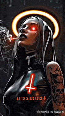 a picture of a nun with a cross on her chest