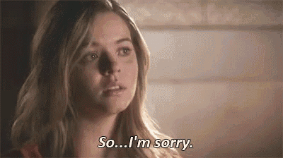a woman is talking to someone and saying `` so ... i 'm sorry '' .