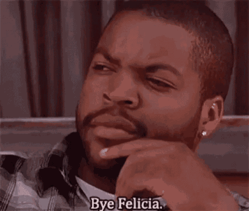 ice cube is saying bye felicia while sitting on a couch
