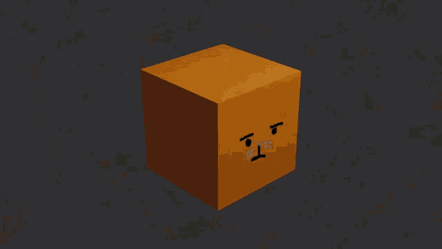 a brown cube with a diamond shaped face on a dark background