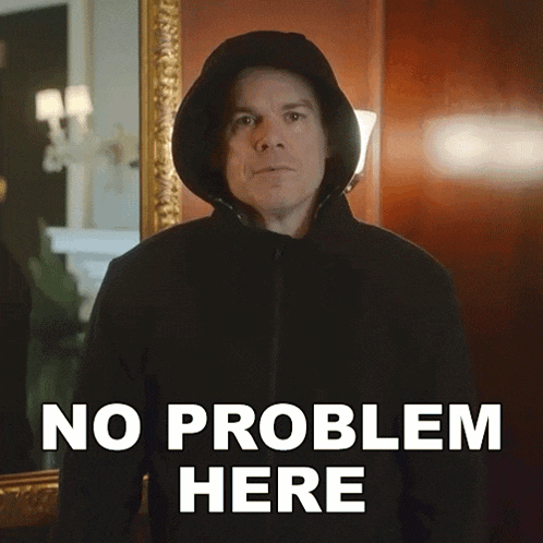 a man in a hooded jacket is standing in front of a mirror and says " no problem here "