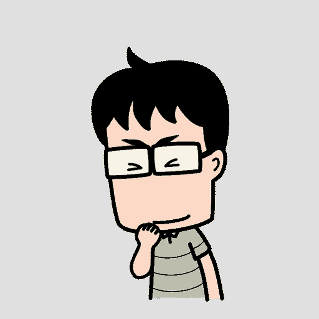 a cartoon drawing of a man wearing glasses