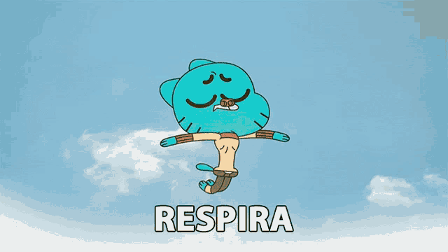 gumball from the amazing world of gumball is floating in the air