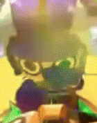 a blurry picture of a cartoon character wearing glasses and a hat .