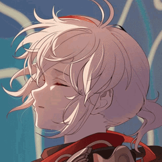 a close up of a person 's face with white hair