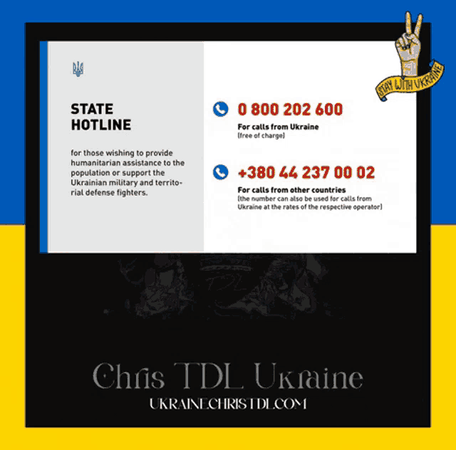 a flyer for chris tdl ukraine with a peace sign on it