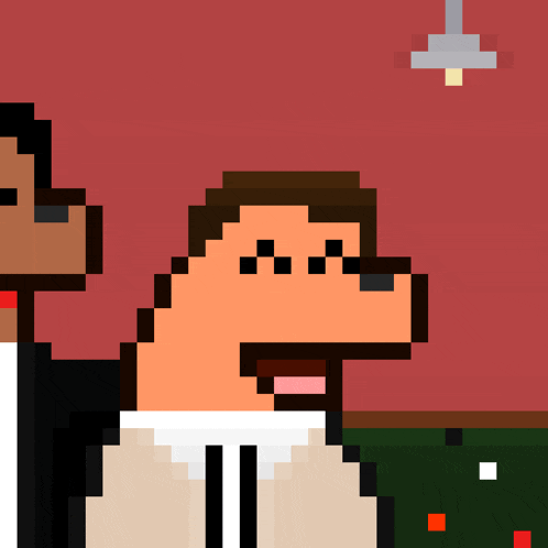 a pixel art drawing of a man in a suit and tie