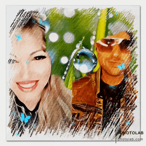 a drawing of a woman and a man with the website photolab.com