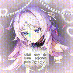 a picture of a girl with purple hair and blue eyes .