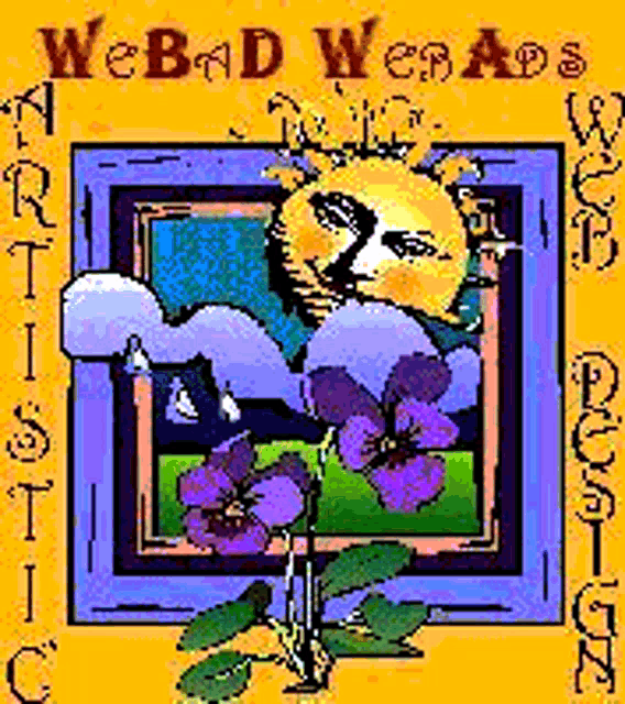 a cartoon drawing of a sun and flowers with the words webad web ads