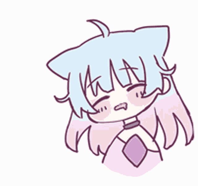 a drawing of a girl with a cat ear sleeping with the word nn below her
