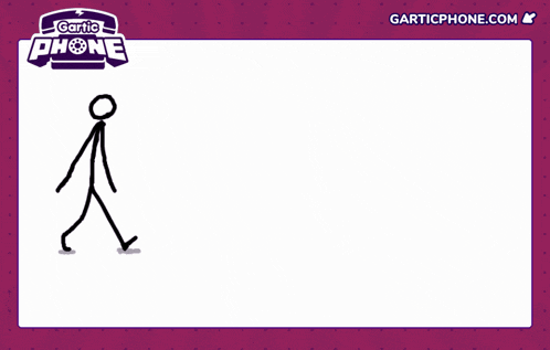 a drawing of a man squatting with the words garticphone.com below