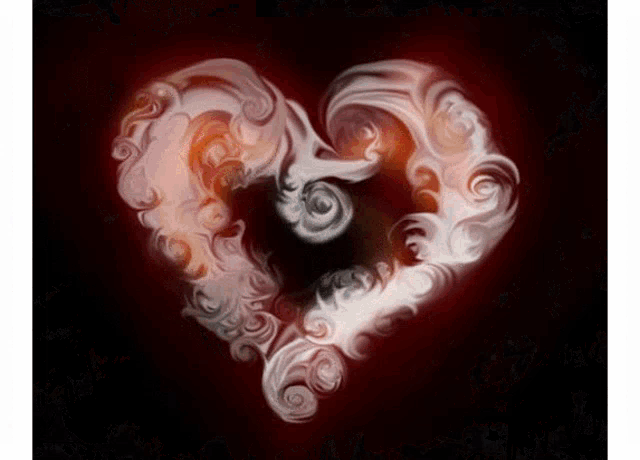a painting of a heart made of smoke on a black background