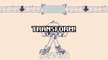a cartoon drawing of a girl with the word seven above her head