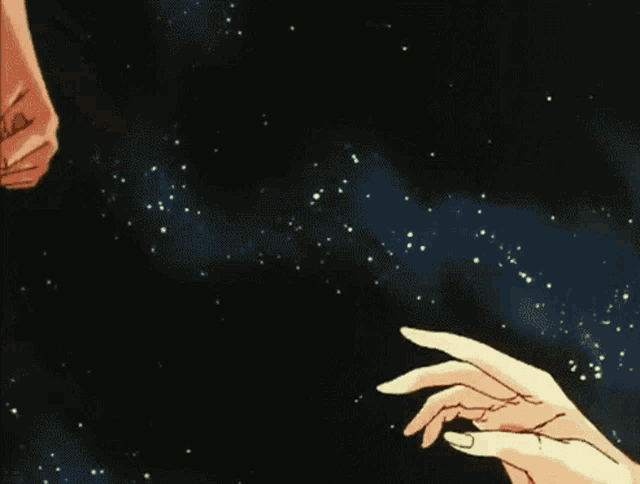 a man and a woman are holding hands in a cartoon scene .