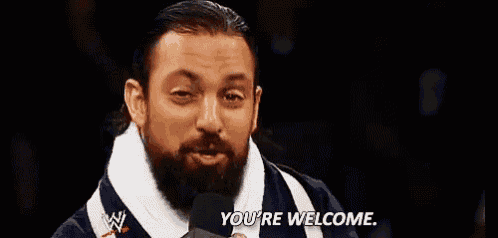a man with a beard is holding a microphone and talking into it .