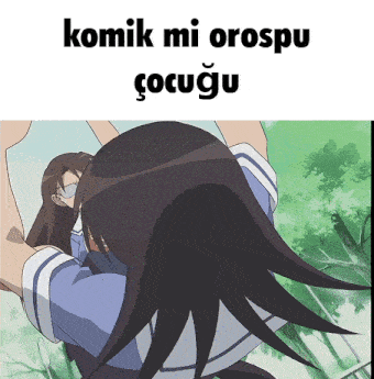 a picture of a girl with long hair and the words komik mi orospu çocuğu on the bottom