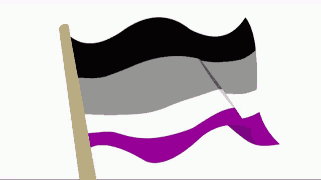 an asexual flag waving in the wind with a yellow pole