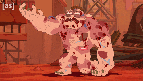a cartoon drawing of a monster with the word [ as ] on the bottom left