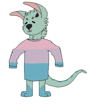 a pixel art drawing of a kangaroo wearing a sweater