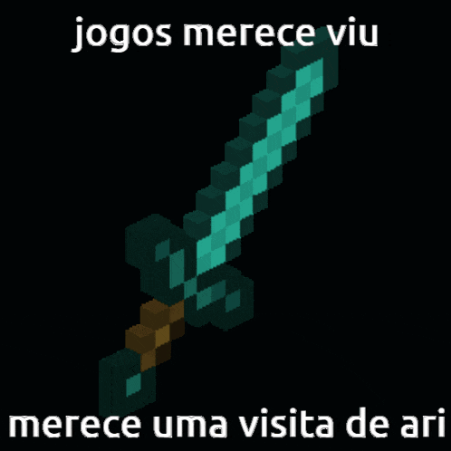 a pixelated sword with the words jogos merece viu beneath it