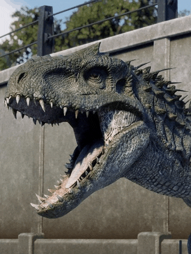 a dinosaur with its mouth open and sharp teeth