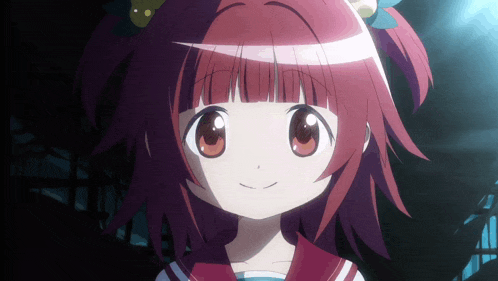 a close up of a girl with red hair and a bow on her head