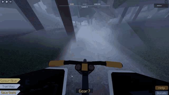a person riding a bike in a video game that says gear7 on the screen
