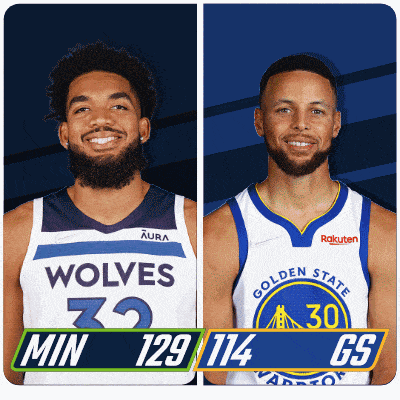 two basketball players one from the wolves and one from the golden state
