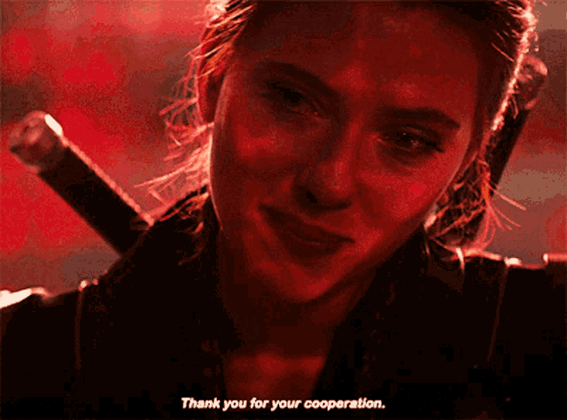 Black Widow Thank You For Your Cooperation GIF - Black Widow Thank You For Your Cooperation Natasha Romanoff GIFs